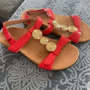 Vionic Red Sandals with Gold Details